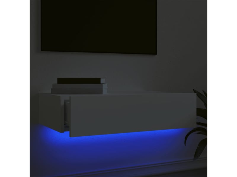  Meuble tv - banc tv - meuble de rangement avec éclairage led blanc 60x35x15,5 cm  - Conforama D