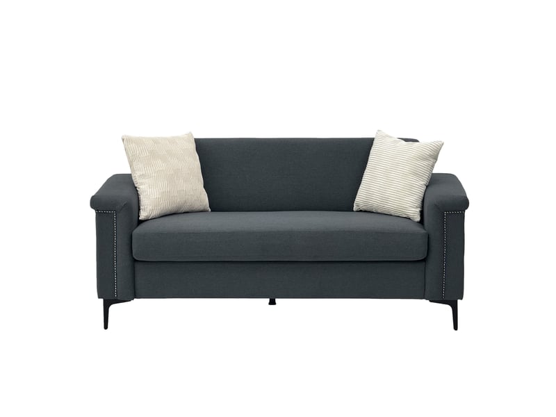 Canapé droit 2 places gris foncé 172 x 73,5 x 81,5 cm, tissu polyester, pieds métal noirs, style nordique salon W3601S00006 - Conforama A