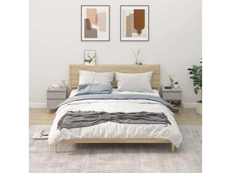  Lot de 2 table de chevet chanmbre, table d'appoint gris béton 40x35x50 cm  - Conforama B