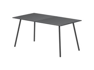 Table à manger de jardin pour 6 personnes avec plateau à lattes pour jardin, patio, terrasse, 150 x 80 x 74 cm, gris