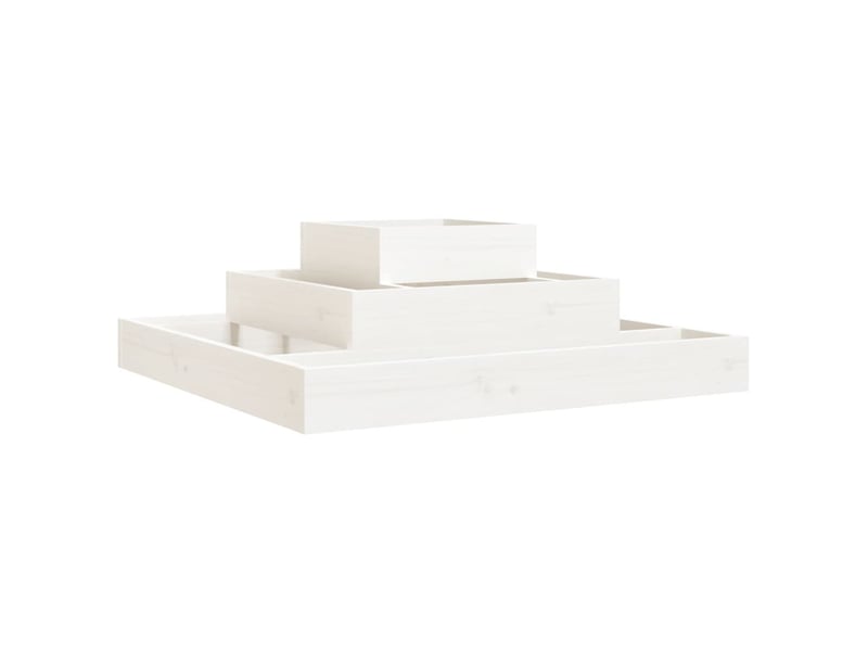  Jardinière - bac à fleurs blanc 80x80x27 cm bois massif de pin  - Conforama A