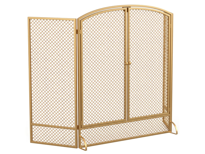  Pare-étincelles de cheminée, pare-étincelles en 3 parties avec double porte 122x75cm  - Conforama B