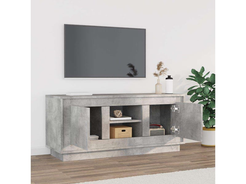  Meuble tv - banc tv - meuble de rangement gris béton 102x35x45 cm bois d'ingénierie  - Conforama C