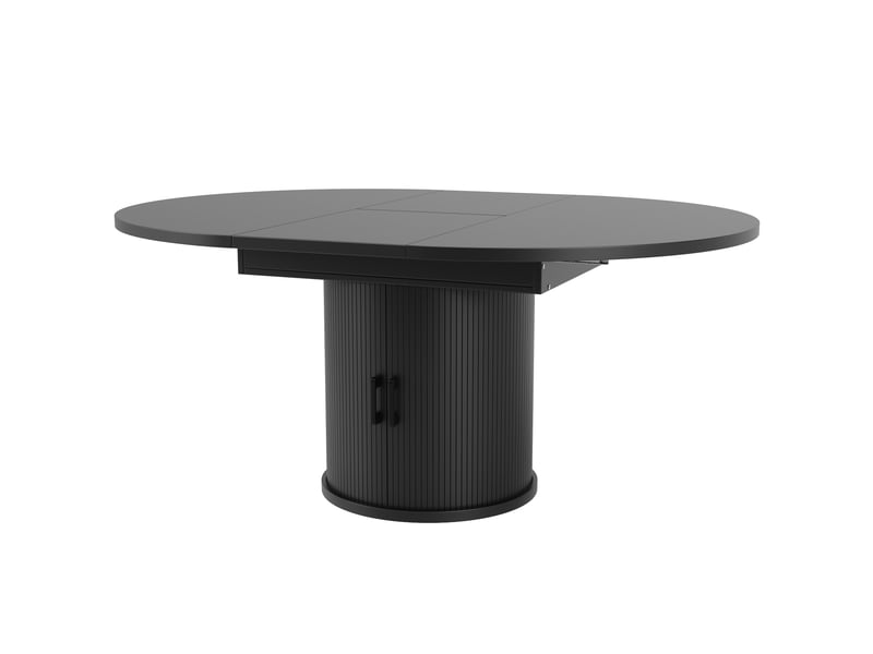  Table à manger extensible ronde, diamètre 118 cm jusqu'à 158 cm pour 6 personnes, noir  - Conforama A