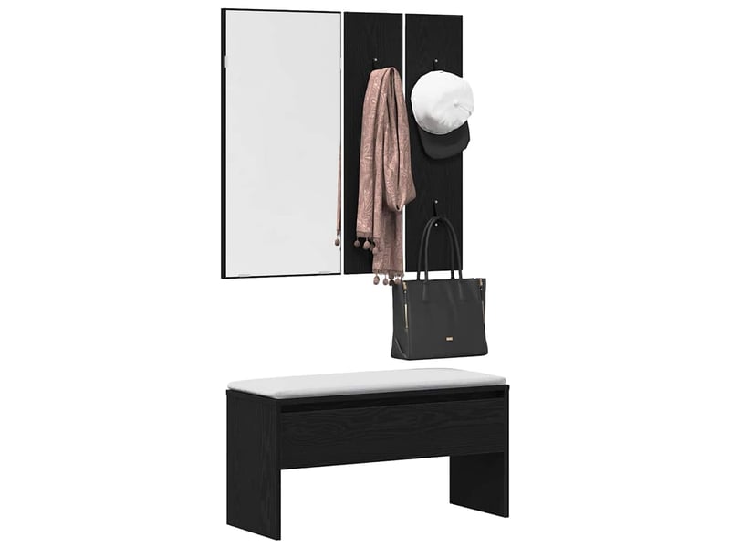  Ensemble de meubles d'entrée 4 pc chêne noir 80x30,5x40 cm  - Conforama C