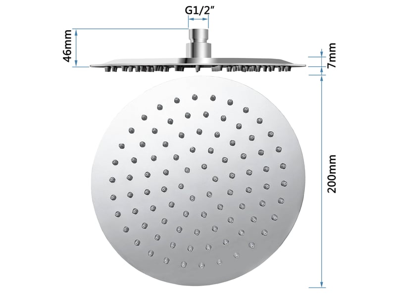 Douche de tête ronde aica, 8 pouces, universel filetage 12 - Conforama B