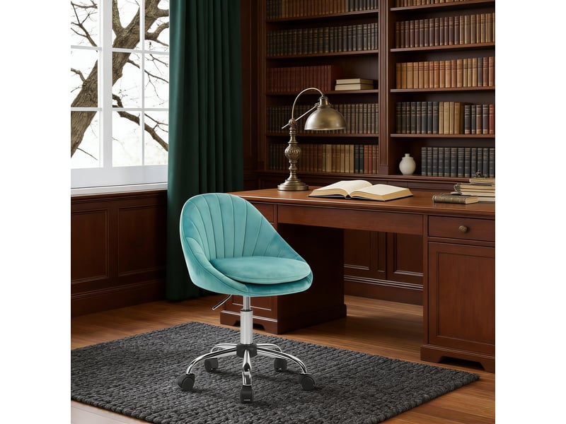 Chaise de bureau raffinée, fauteuil de maquillage en velours moderne gris clair - Conforama E