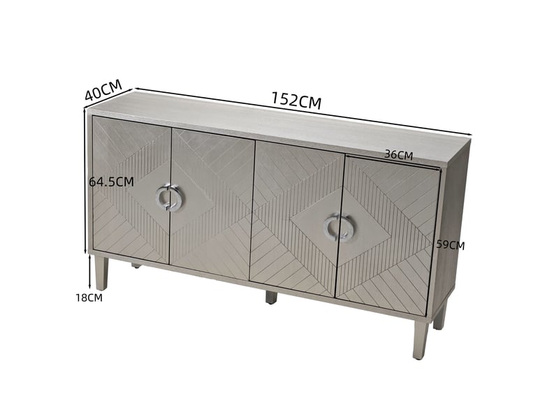  Buffet bas 4 portes en mdf – champagne – 152 x 40 x 82,5 cm  - Conforama D