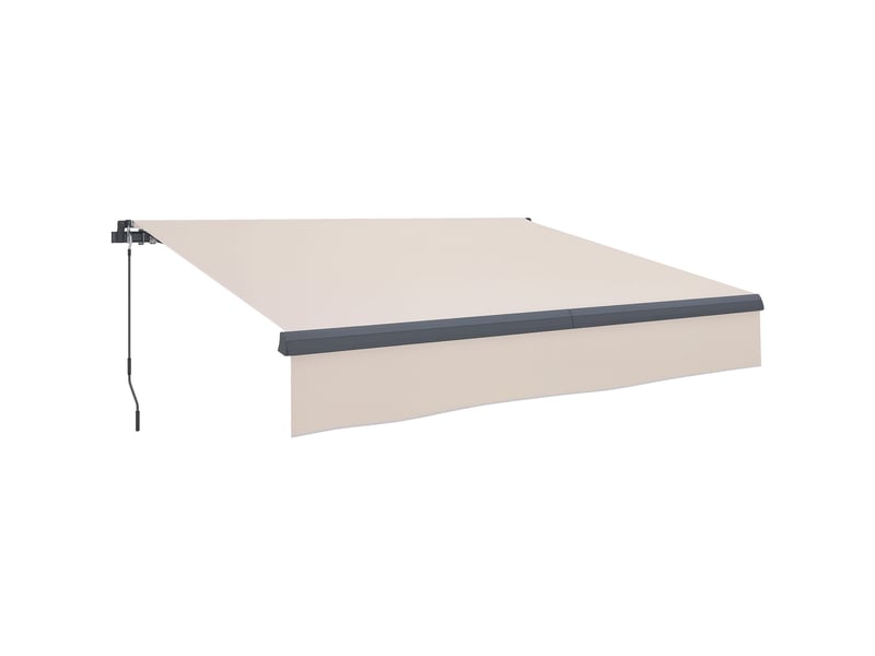  Store banne de jardin rétractable manuel à manivelle, protection uv, structure en métal et aluminium, 295 x 200 cm, couleur crème  - Conforama A