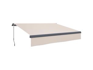 Store banne de jardin rétractable manuel à manivelle, protection uv, structure en métal et aluminium, 295 x 200 cm, couleur crème