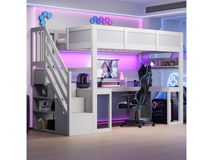 Lit mezzanine 90x200 cm <strong>KORFEE</strong> <strong></strong> coloris blanc