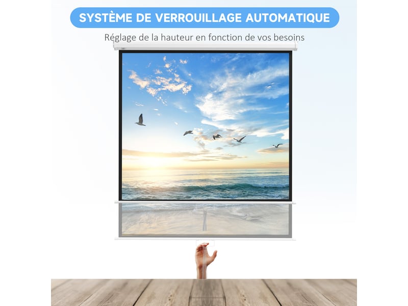  Écran de projection tv et home cinema de 99 pouces projecteur vidéo 1:1 4k hd, 178l x 178h cm  - Conforama A