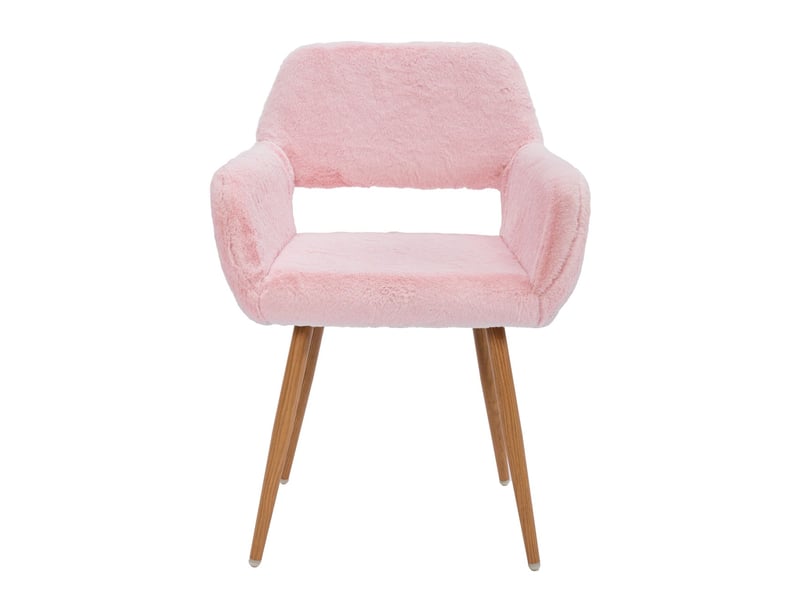  Chaise de salle à manger assise en fausse fourrure chaise repas pieds en acier peints style mid-century chaises d’appoint  - Conforama D