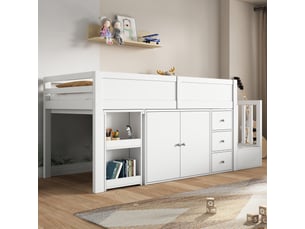 Lit mezzanine 90x200 cm <strong></strong>  <strong></strong> coloris blanc
