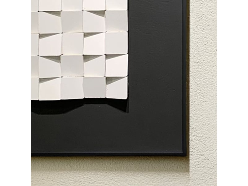  Tableau peinture à l'huile relief carré cadre aluminium noir - 50x50  - Conforama E