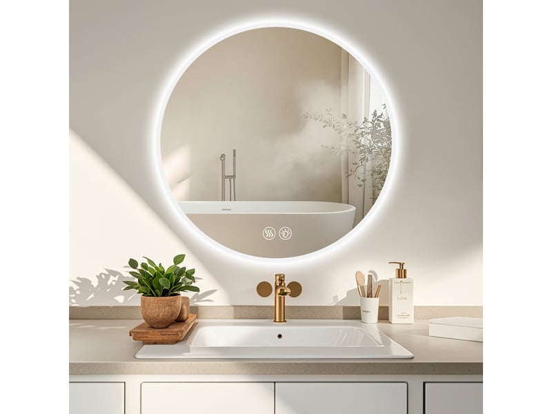  Miroir led rond 70 cm pour salle de bains, éclairage réglable  - Conforama B