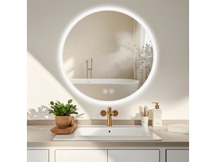 Miroir led rond 70 cm pour salle de bains, éclairage réglable