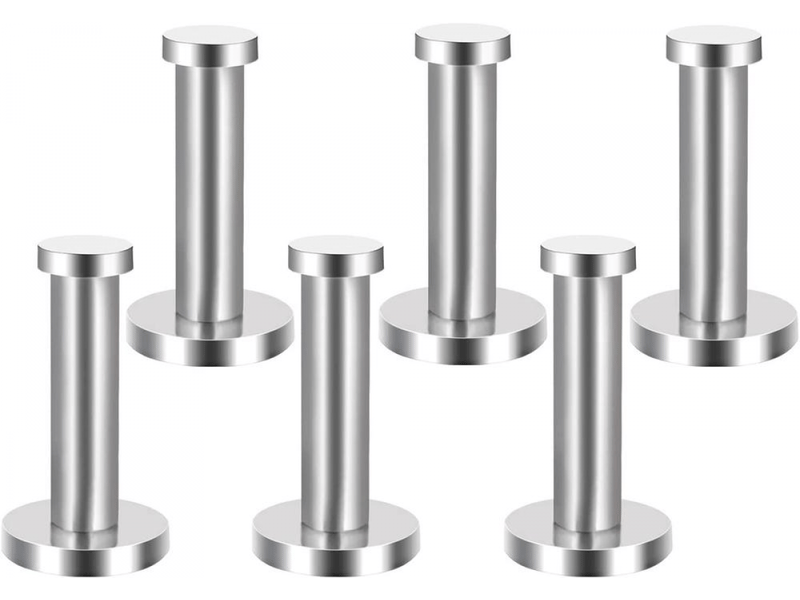 Lot de 6 crochets muraux, patères, en acier inoxydable, de forme cylindrique, gris - Conforama D