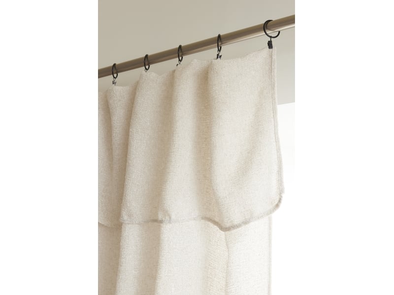 Rideau ajustable + 8 anneaux pince 140 x 270 cm polyester fils teints effet chambray dua sable 15664 - Conforama C