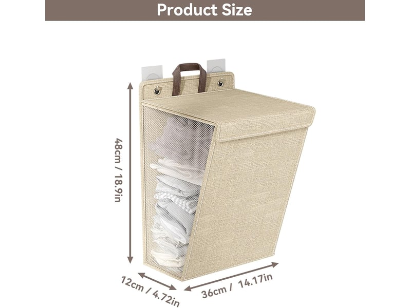  Panier à linge mural, paniers à linge muraux pliables, panier à linge suspendu, panier de placard suspendu portable pour placard(medium-beige)  - Conforama B