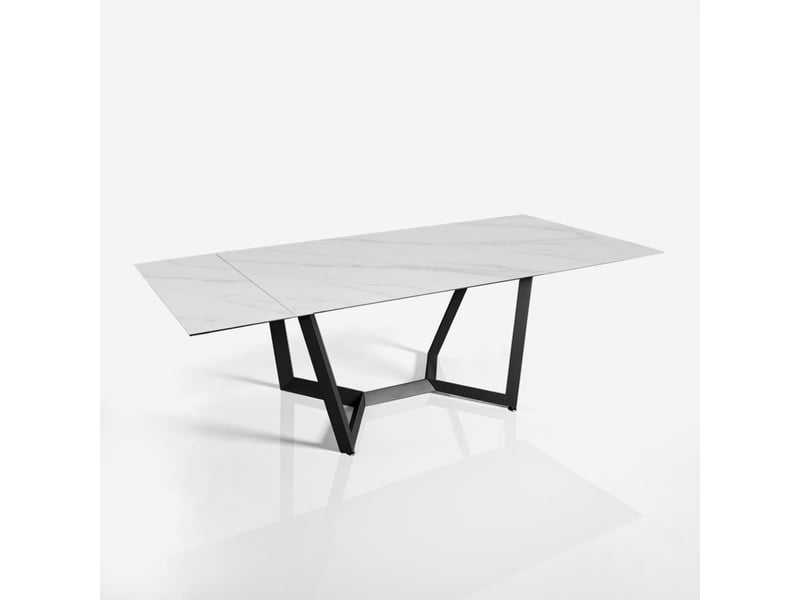 Table extensible en céramique et acier 160200240 x 91 mohill evo - effet marbre blanc - Conforama E