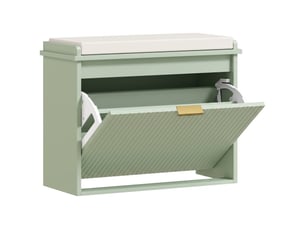 Banc à chaussures avec coussin d'assise rembourré et tiroir rabattable pour couloir, 62 x 26 x 47,5 cm, chambre, vert