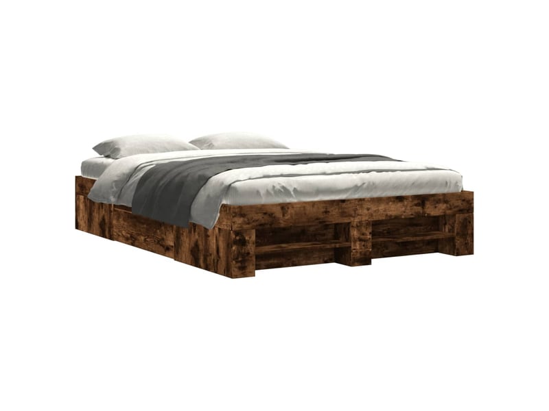  Lit double- lit adulte -  cadre de lit sans matelas chêne fumé 120x190 cm bois ingénierie  - Conforama A
