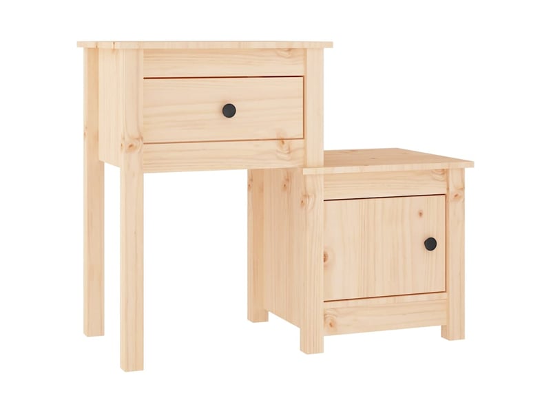  Lot de 2 tables de chevet - cabinet de chevet - table de nuit 79,5x38x65,5 cm bois de pin massif  - Conforama B