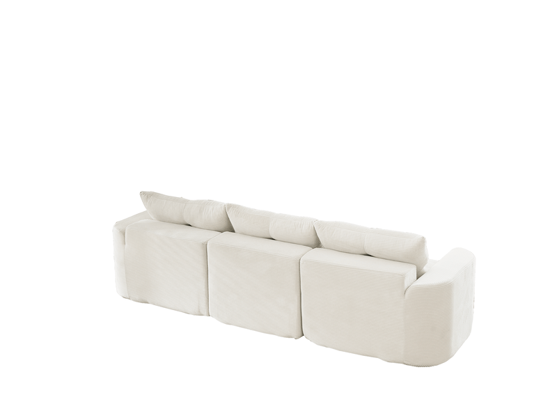  Canapé modulaire 3 places 279x100x84 cm – beige – configuration 2+1 en velours côtelé, style wabi-sabi  - Conforama E