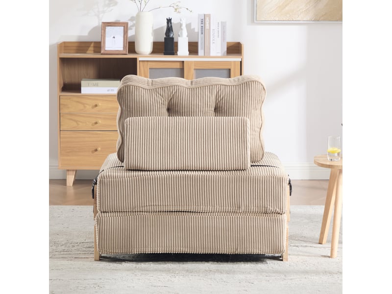  Fauteuil convertible 90x86x84 cm pliant bois kaki  - Conforama C