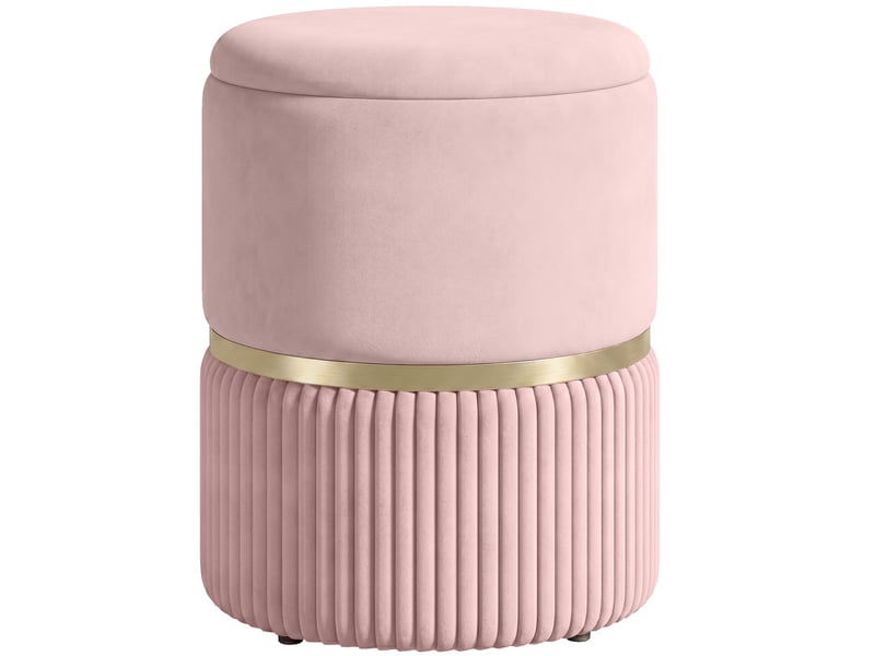  Pouf florriville coffre rangement velours côtelé beige  - Conforama A