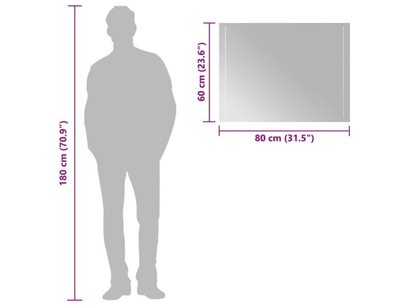 Miroir de salle de bain, miroir de toilette led transparent 80 x 60 cm verre trempé cf62621 - Conforama E