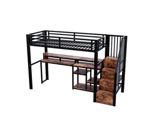 Lit mezzanine 90x200 cm <strong></strong>  <strong></strong> coloris noir