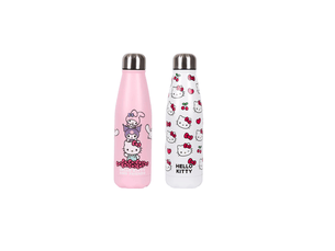 Lot de 2 bouteilles isothermes hello kitty 50 cl - 2 couleurs et motifs assortis