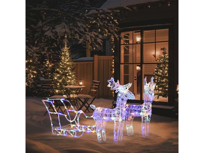  Décoration de noël rennes et traîneau 160 led 130 cm acrylique  - Conforama B