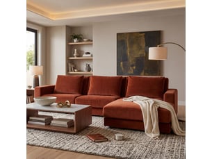 Canapé velours angle d teracotta venezia 5 pl - terracotta