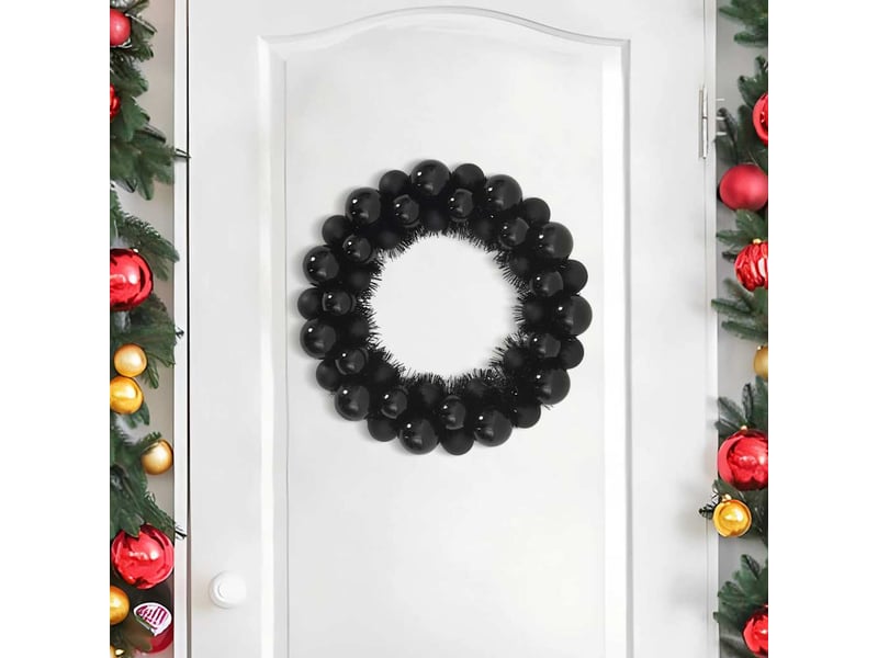  Couronnes de boules de noël 2 pcs noir 33 x 33 x 7 cm  - Conforama C