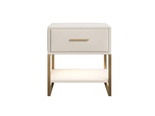 Lot de 2 tables de chevet 40x31x50cm avec tiroir et led rgb, bout de canapé en tissu et métal, design moderne luxe, beige