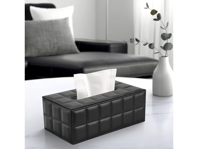  Boîte à mouchoir rectangulaire en cuir (noir) boîte en papier tendance  - Conforama B