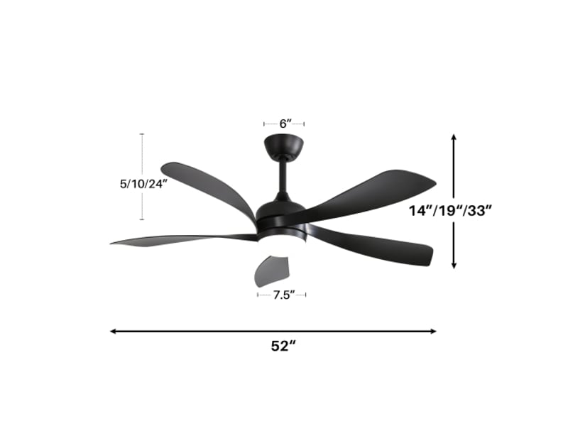 Ventilateur plafond 132cm - led 3 couleurs - moteur dc - 6 vitesses - minuterie - noir - Conforama C
