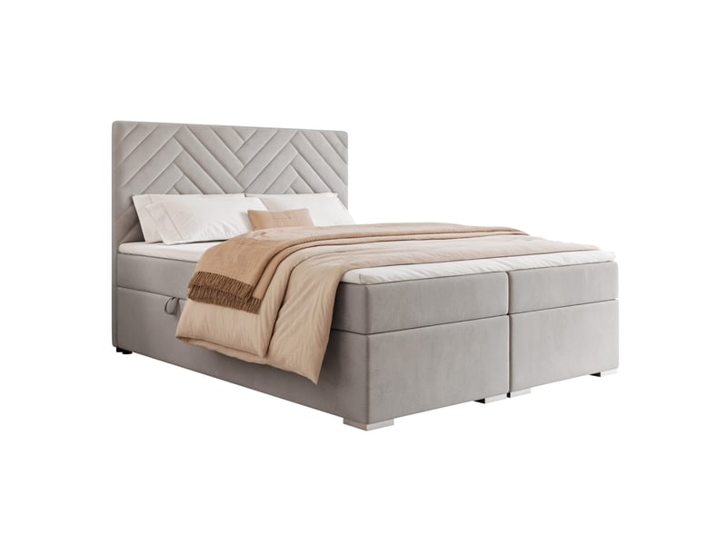  Lit coffre nerea - 160x200 cm - avec matelas et surmatelas - velours dense - gris clair NEREA - Conforama A