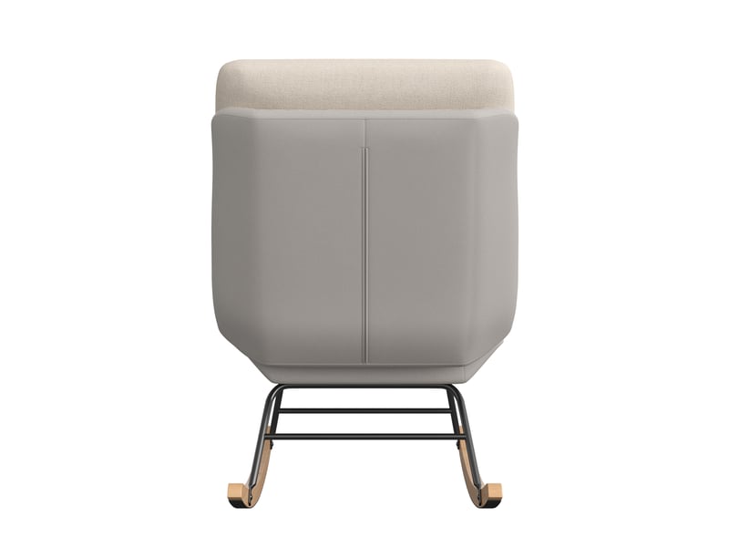  Fauteuil à bascule - 59 x 90,5 x 70 cm - beige et gris - dossier inclinable 5 positions avec tissu lin et similicuir  - Conforama D