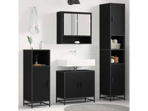 Ensemble de mobilier de salle de bain 3 pièces chêne noir cf64463