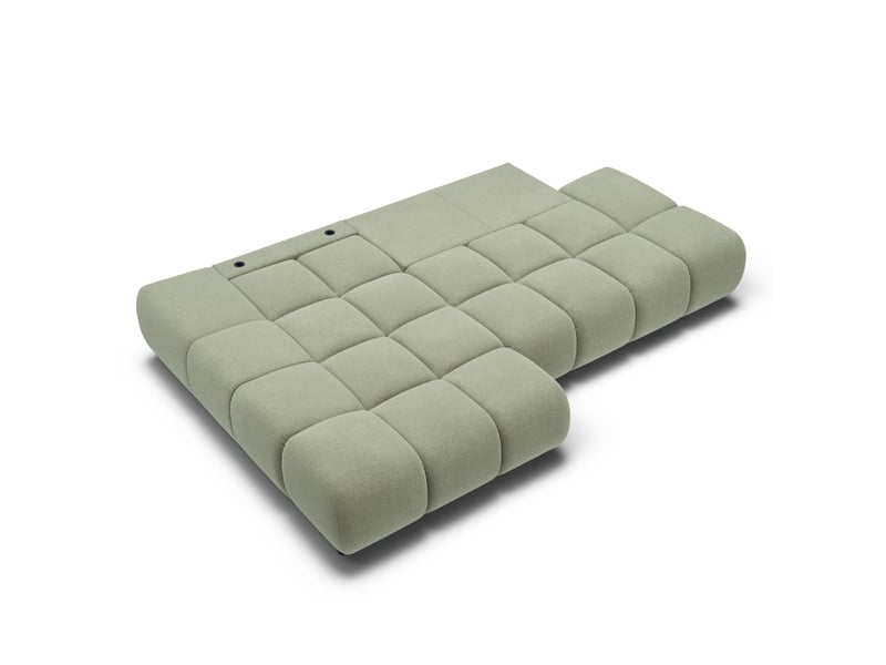  Canapé d'angle gauche convertible almera 4 places tissu vert  - Conforama C
