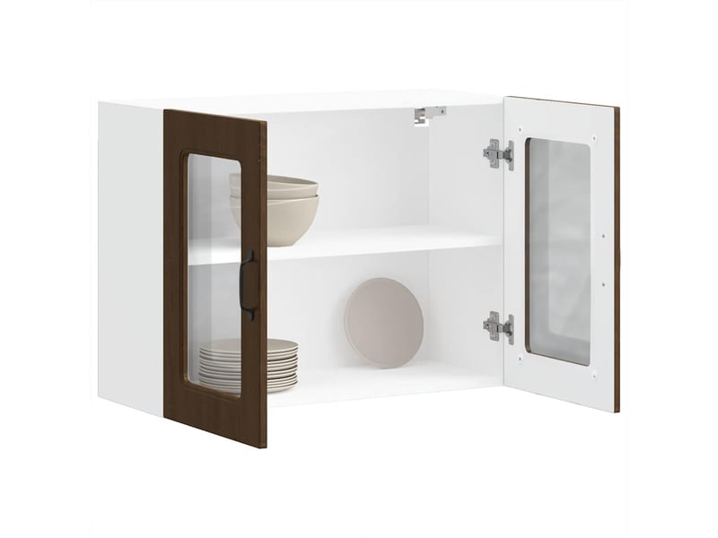  Armoire murale de cuisine et porte en verre kalmar chêne marron shl6831  - Conforama E