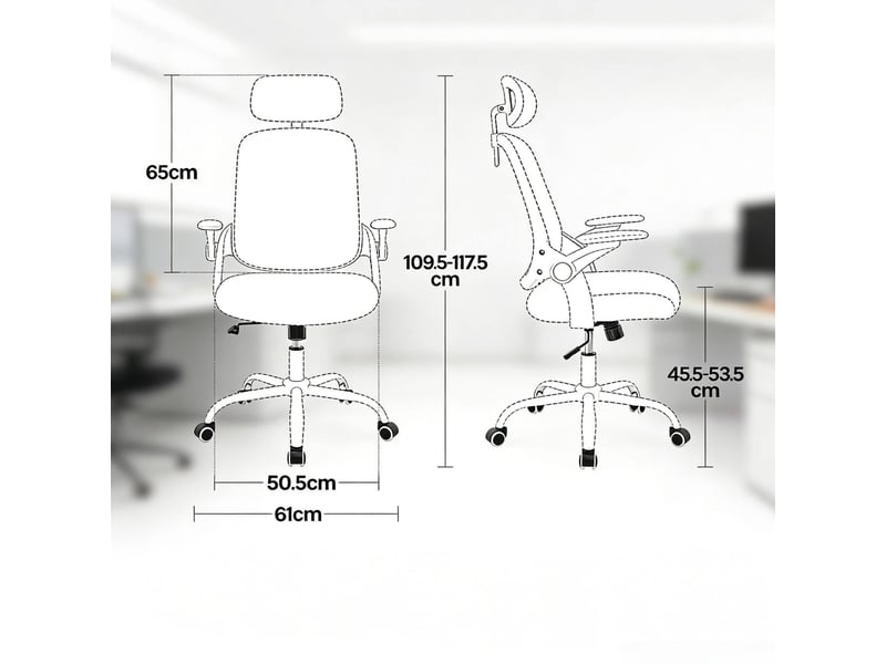 Chaise de bureau ergonomique avec dossier haut en maille bleu - Conforama C