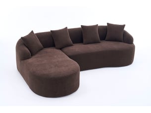 Canapé d'angle tcqpz gauche 3 places 243 x 150 x 67 cm chenille marron montage sans outil