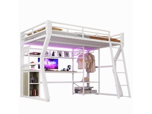 Lit mezzanine 140x200 cm <strong>MODENUIT </strong> <strong></strong> coloris blanc