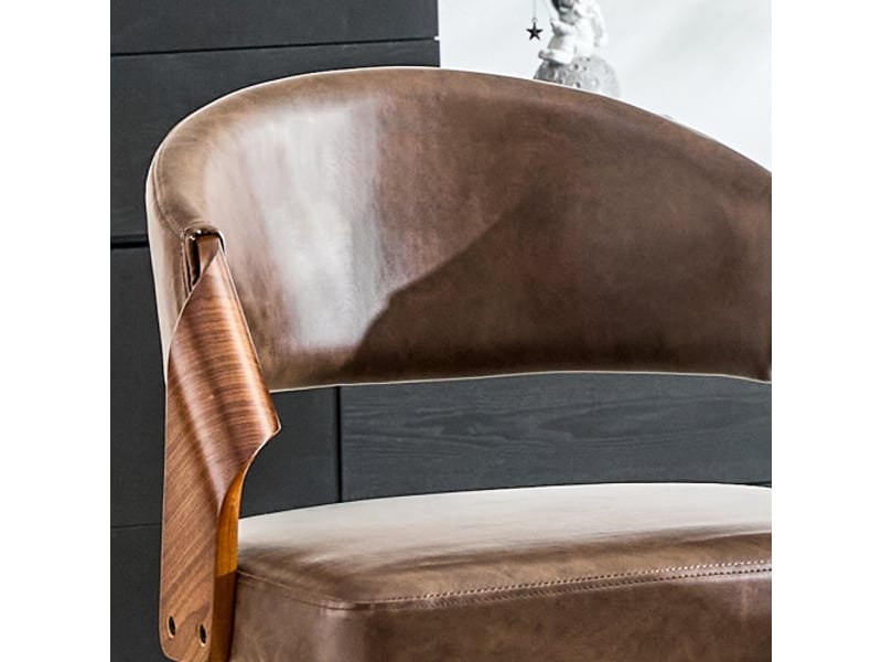  Ensemble de 2 tabourets de bar avec dossier – piètement bois, assise pu, hauteur 95 cm, sans table  - Conforama D