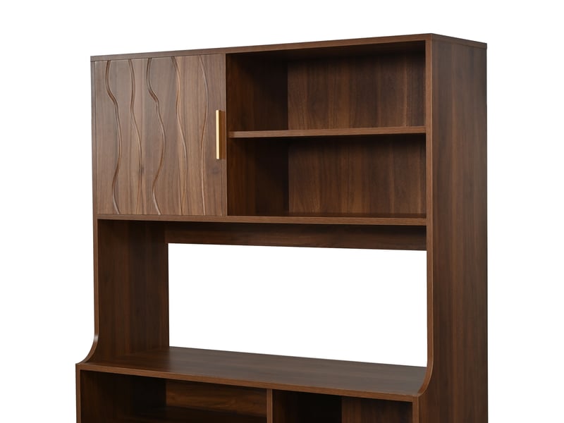  Buffet de cuisine 3 portes 1 tiroir 100x32x170 cm - meuble haut avec étagères ouvertes - pb et mdf - bois  - Conforama R
